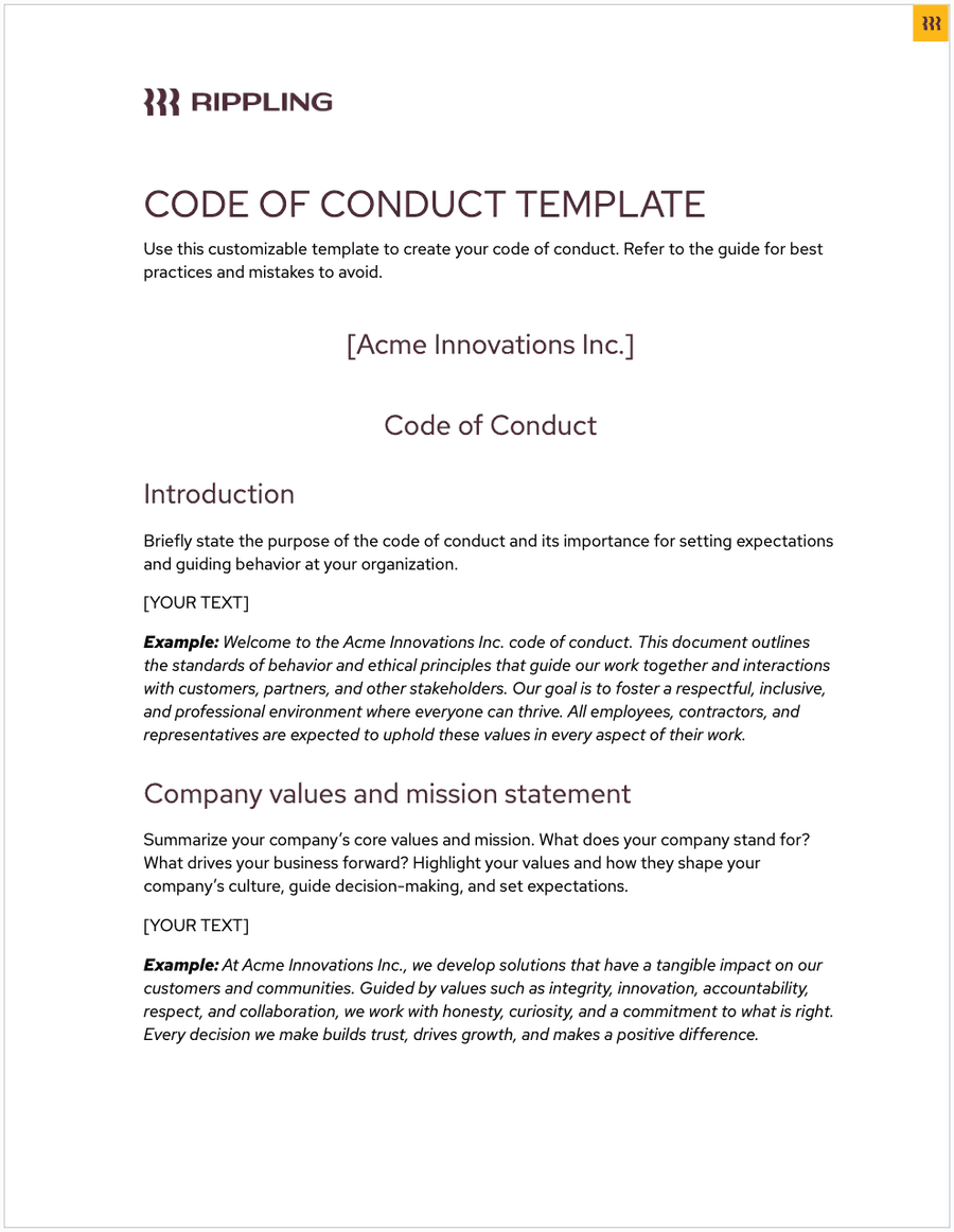 Best 6 Code of Conduct Examples & Best Practices | Rippling