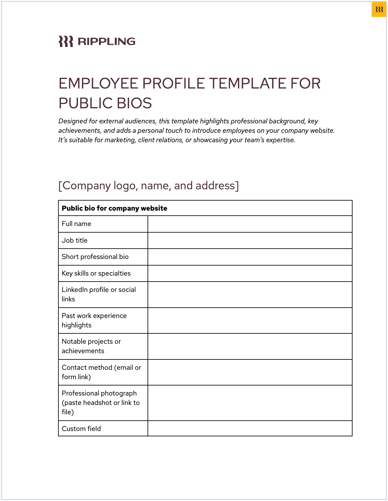 Employee Profile Template: What to Include + Free Examples | Rippling