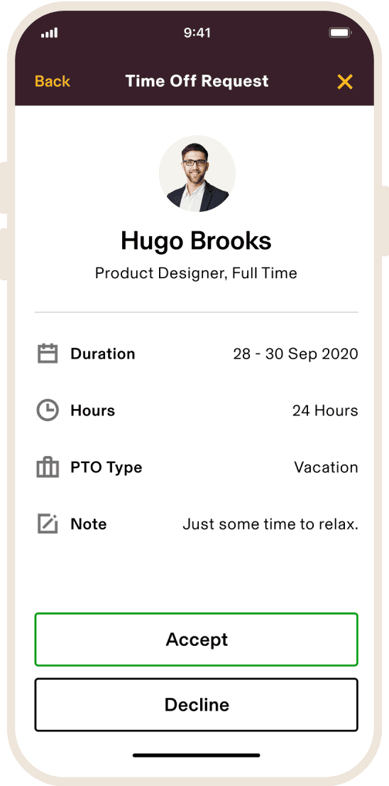 Time tracking makes it easy to manage hourly work and PTO from any device