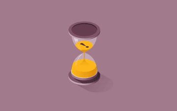 Graphic illustration of an hourglass with an exclamation mark inside