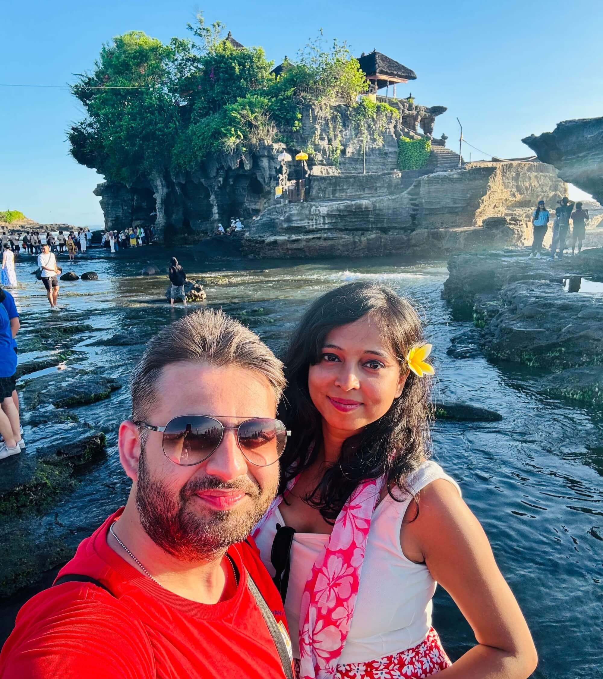 Ayushi Jaiswal in Bali with her husband.