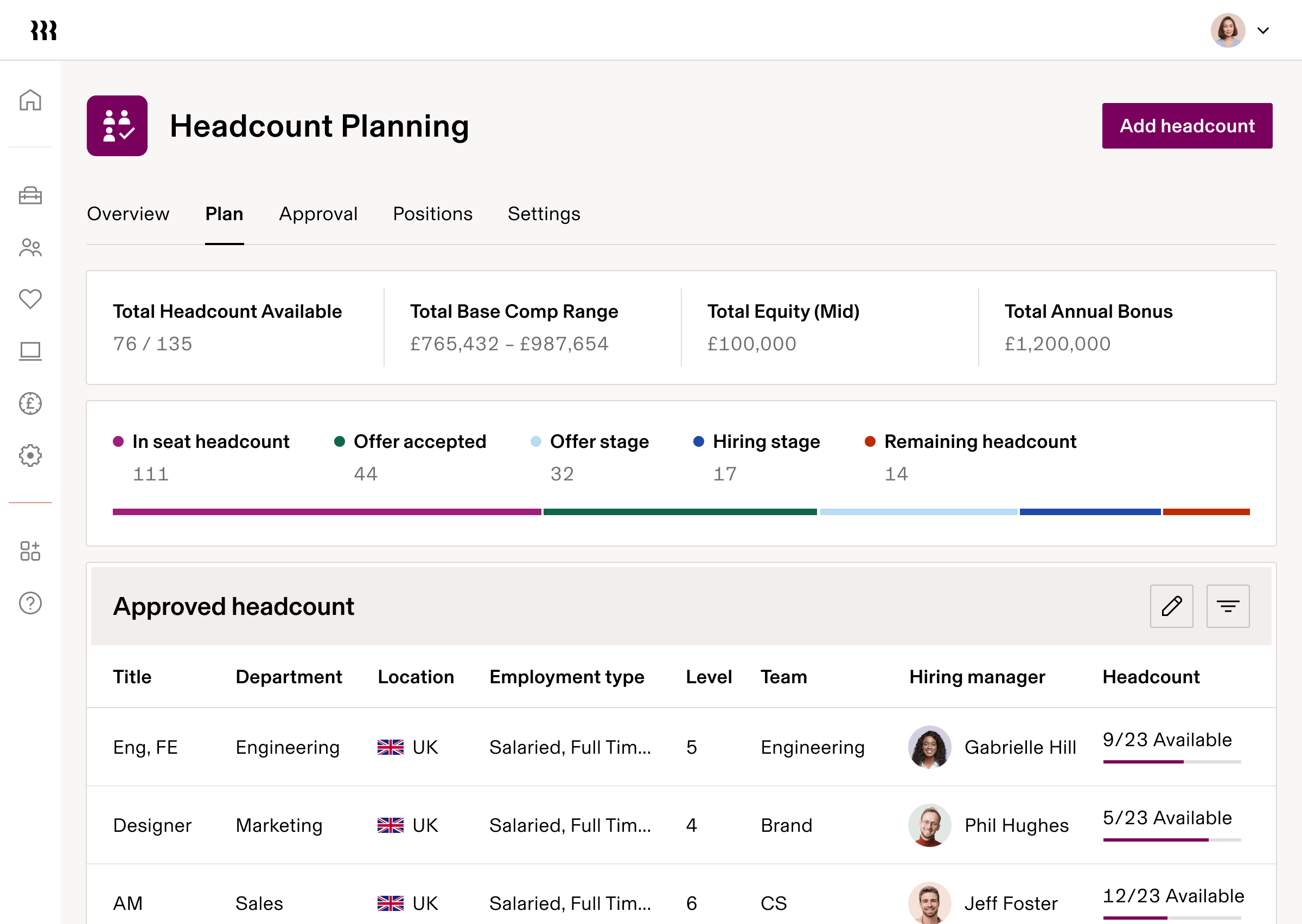 Headcount Planning Tablet UI – Plan enGB