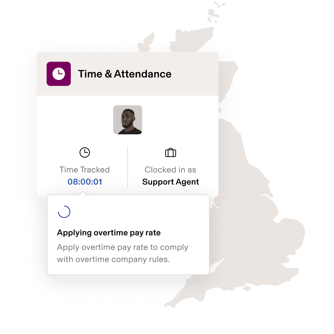 Screenshot of an employee timecard in Rippling's Time & Attendance product