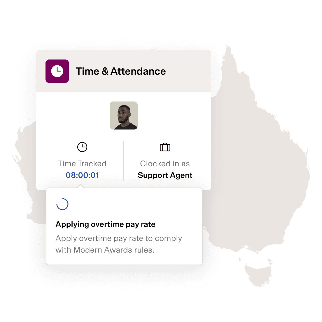 Screenshot of an employee timecard in Rippling's Time & Attendance product