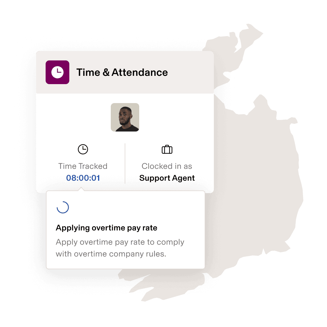 Screenshot of an employee timecard in Rippling's Time & Attendance product