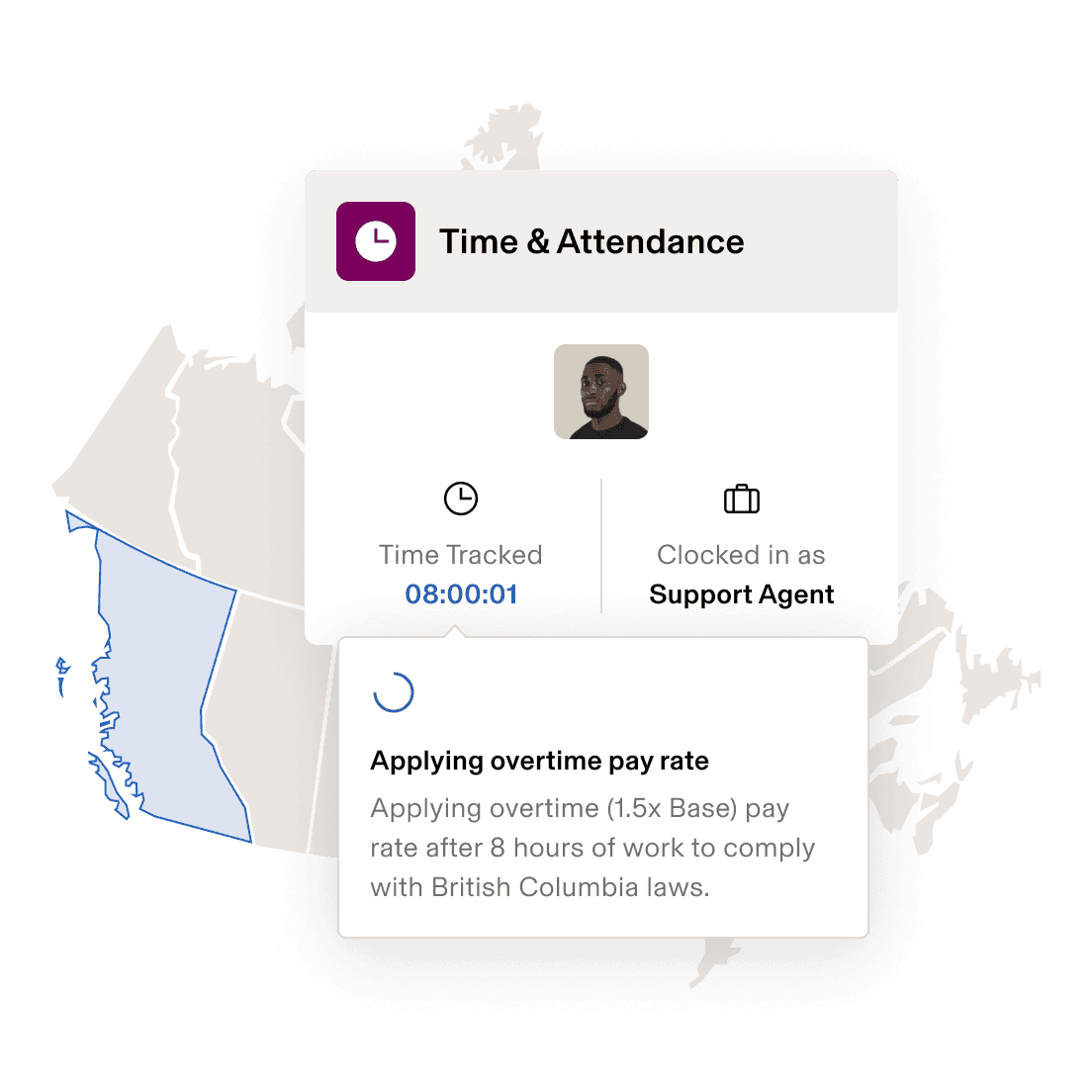 Screenshot of an employee timecard in Rippling's Time & Attendance product
