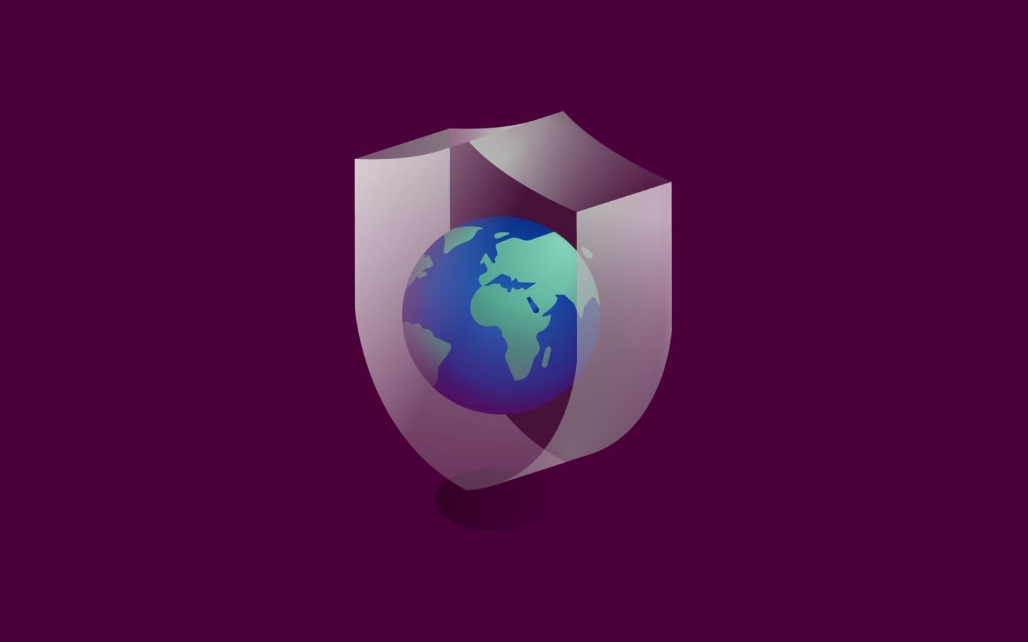 Graphic illustration of a planet inside of a container shaped like a shield