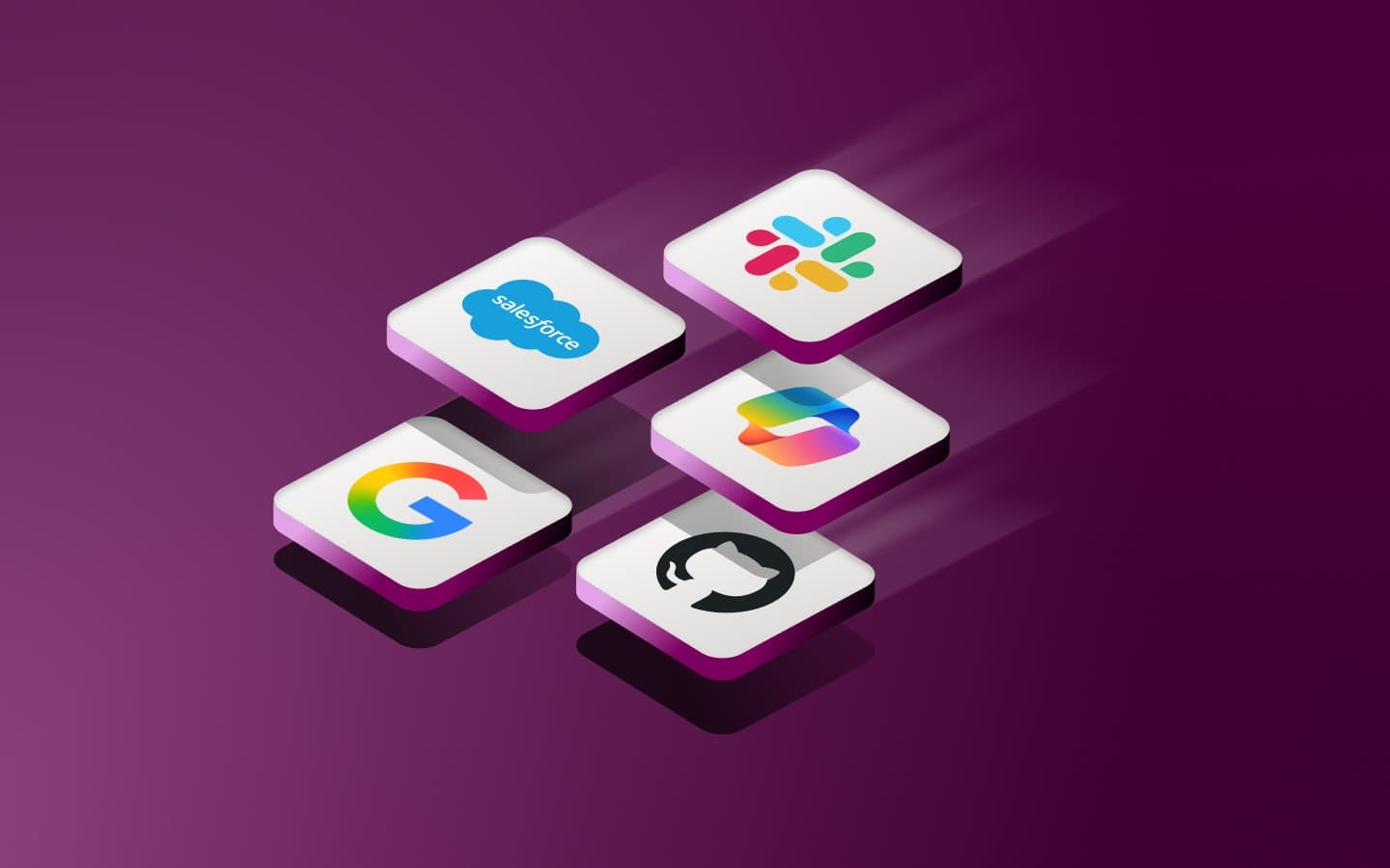 Graphic illustration of app tiles in motion