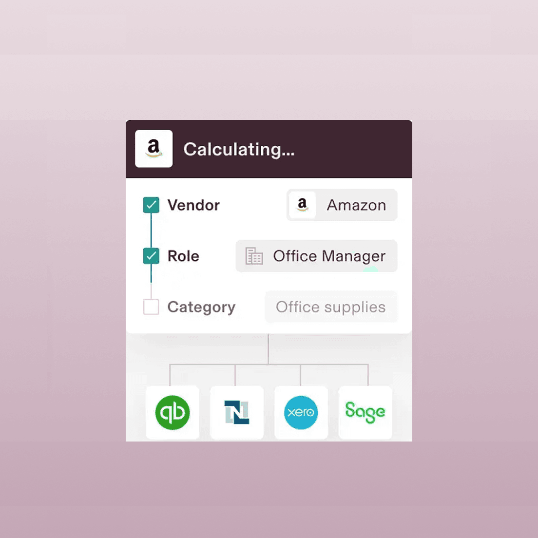An illustration of an auto-categorized expense in Rippling with the vendor, role, and category listed