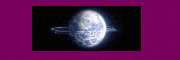 Animated gif of a superhero making laps around planet earth.