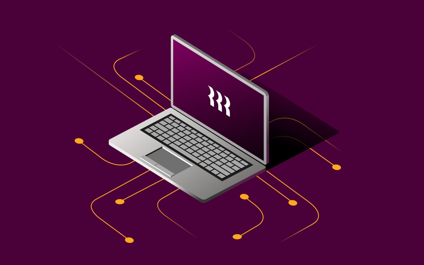 Abstract illustration of a laptop connected to computer circuits