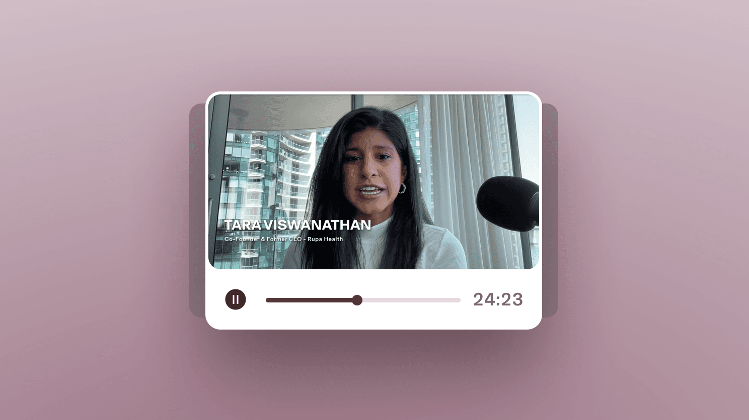 Photograph of a guest speaking on a video series inside of a video player