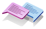 Graphic illustration of two overlapping speech bubbles