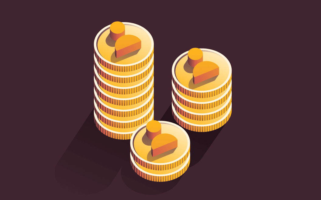 Graphic illustration of three stacks of coins