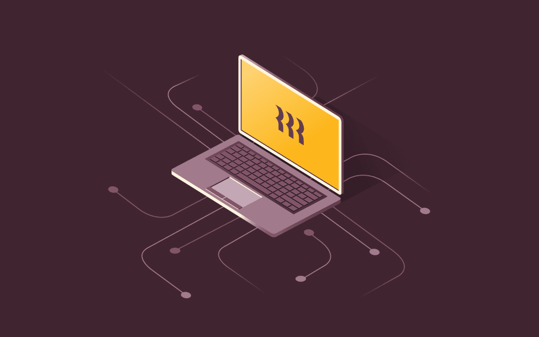 Graphic illustration of a laptop connected to circuits