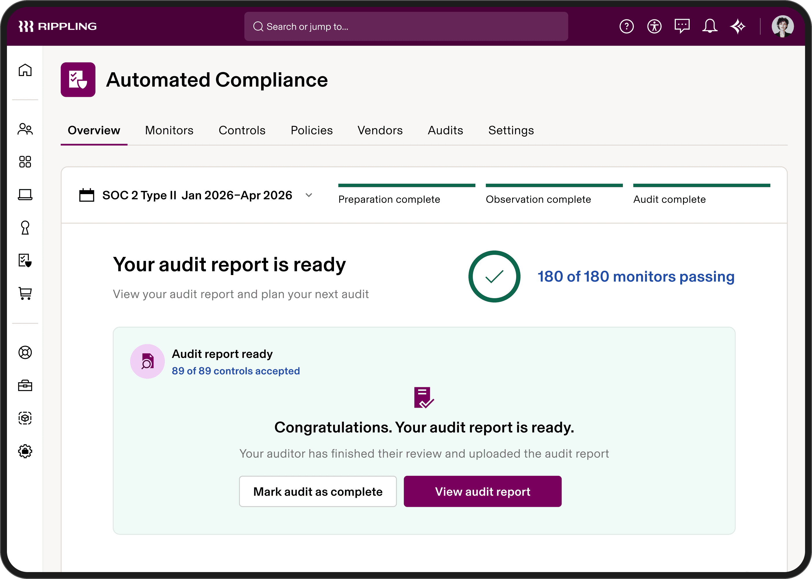 Audit report ready